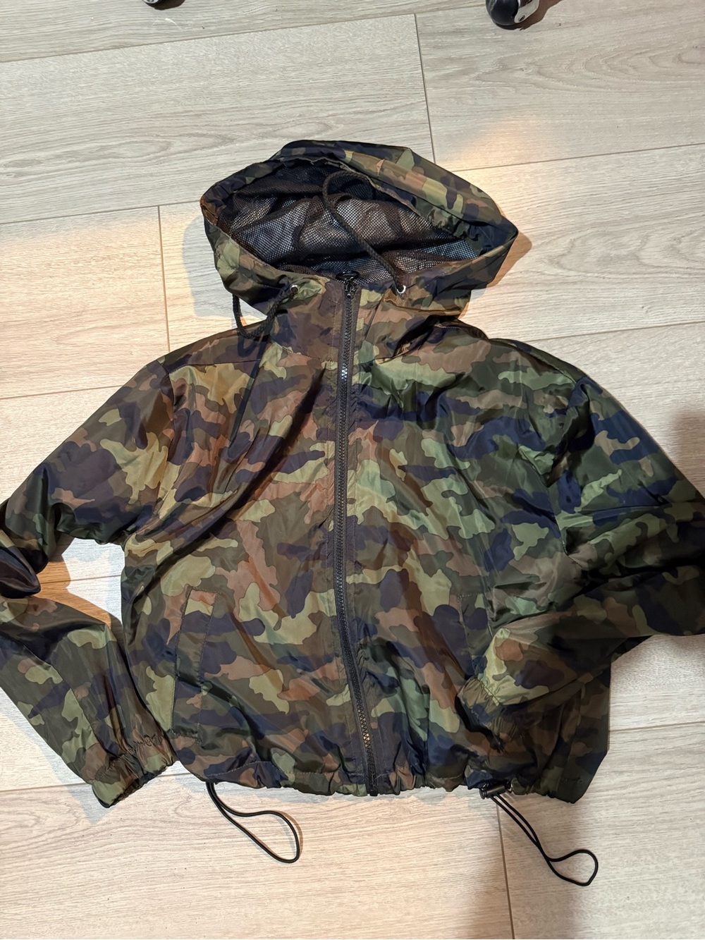 Camo Hooded Windbreaker Jacket - Green/Brown Camo